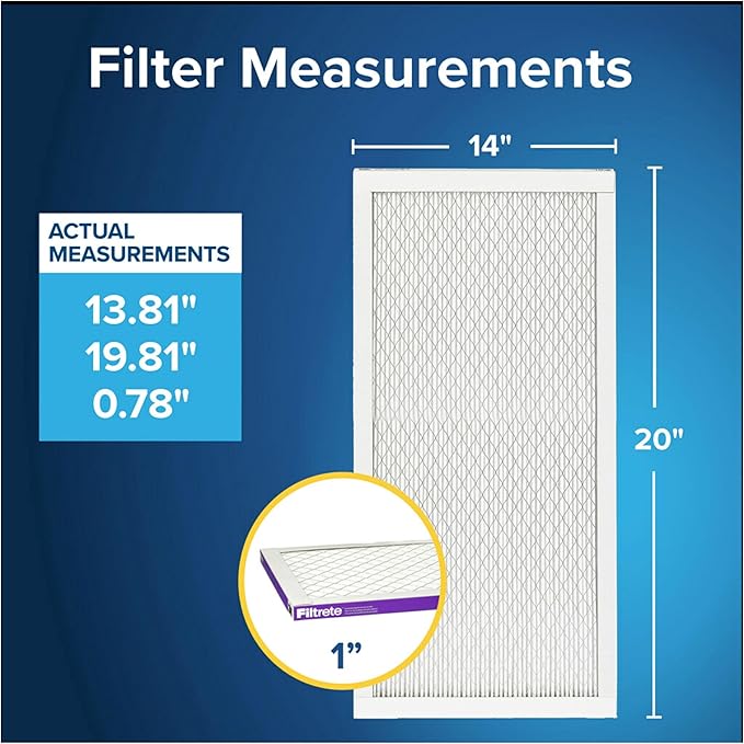 Filtrete 14x20x1 Air Filter, MERV 12, MPR 1500, Allergen, Bacteria & Virus, 3-Month AC and Furnace Filter, Easy on Air Flow, 4 HVAC Filters (Actual Size 13.81 x 19.81 x 0.78 in)