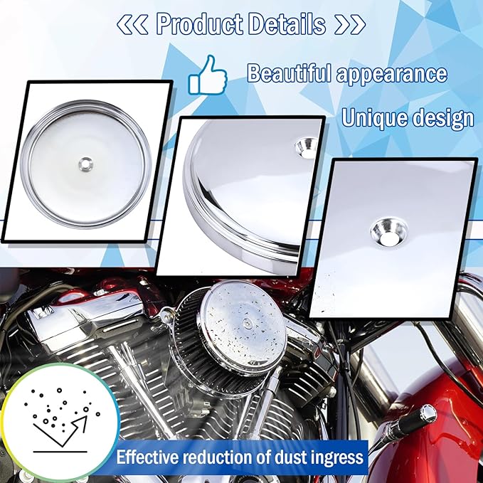 18-760 Air Cleaner Outer Cover for Billet Sucker and Big Sucker Stage, Chrome Cover Compatible with Most Harley Davidson Models