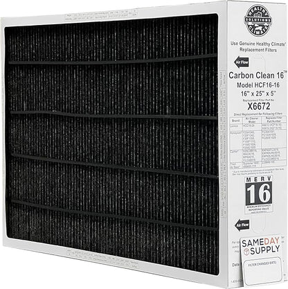 Lennox Healthy Climate Lennox X6672 16x25x5 Healthy Climate Carbon-Clean MERV 16 Filter Bundle with Same Day Supply Filter Change Reminder