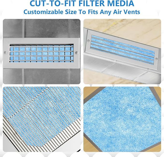 Cut to Fit Air Filter Roll - MERV 8 Up to 50 Filters Cut to Size Air Filter Material Roll-12x90 Inch