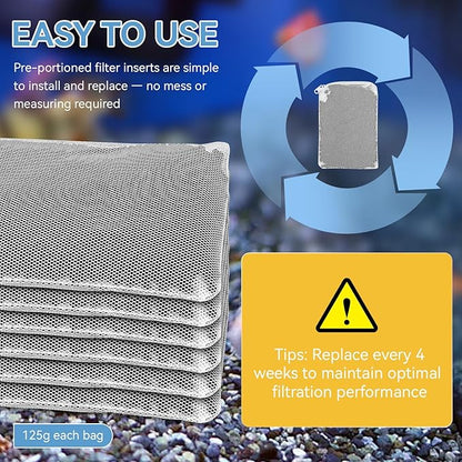 6 Pack Aquarium Activated Carbon Bags, Chemical Aquarium Filter Media, Activated Charcoal Fit for Marineland All C-Series and Magniflow Canister Filters, Rite-Size S, T and X, Fish Tank Carbon Filte