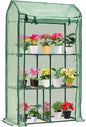 Mini Greenhouse for Indoor Outdoor, Small Plastic Plant Green House Rack Stand Portable Greenhouses with Durable PE Cover for Seedling 60 "x 35"x 16",20 Pcs T-Type Plant Tags Include（PLGH4053G）