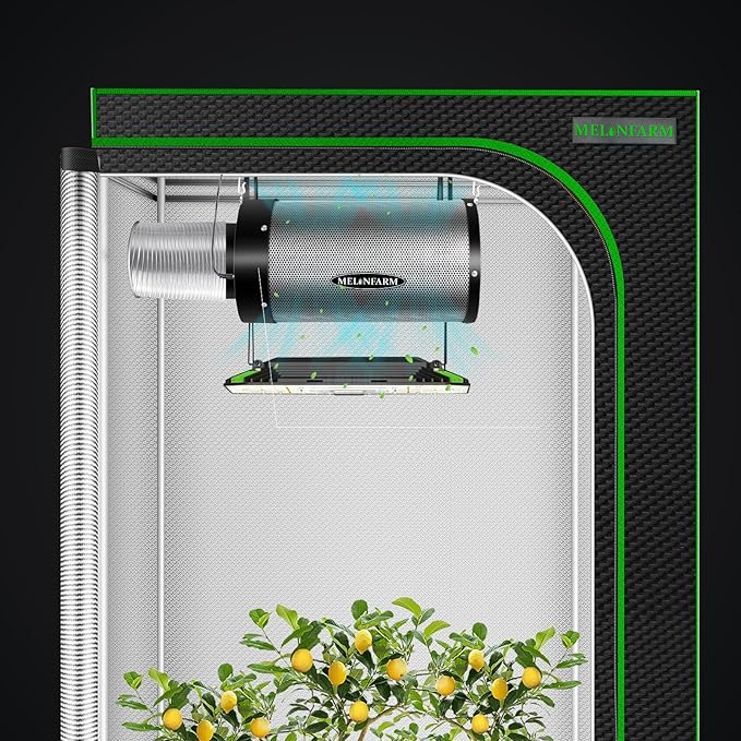 MELONFARM 4 inch Air Carbon Filter Smelliness Control with Australia Virgin Charcoal, Built-in 14cm Fan Low Nois and Speed Controller, Smelliness Scrubber for Inline Duct Fan, Grow Tent 4" x 12.6"
