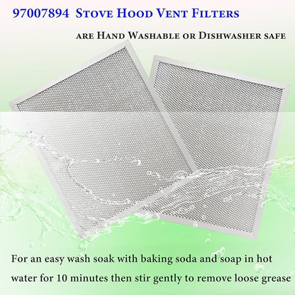 2-Pack upgraded 97007894 kitchen vent hood filter 9.9" x 11.7" x 0.38" Fit Bro-an 97005683 Range Hood Filter and NSP GE Kenmore NuT-one Range Hood vent Filters - Traps Grease & Filters Cooking Air