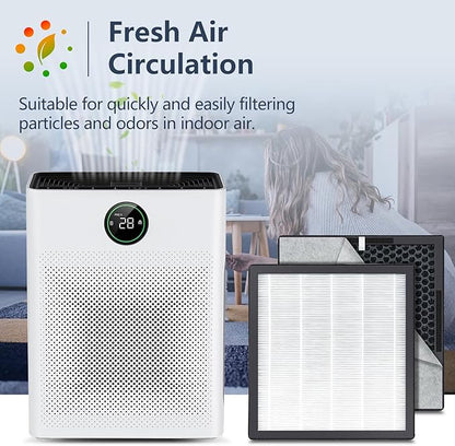PR1 replacement filter, suitable for MOOKA air purifier 2 pcs of particle air filters,by 4 washable pre-filters, effectively filters, compatible MOOKA PR1