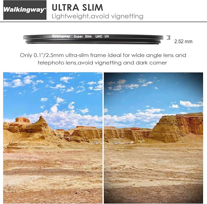 Walking Way 62mm UV Protection Filter Ultra Slim MCUV HD Optical Glass Filter Multi Nano Coating Scratch Resistant/Waterproof Camera Lens Filter for Canon Olympus Panasonic Sony Sigma (62MM)