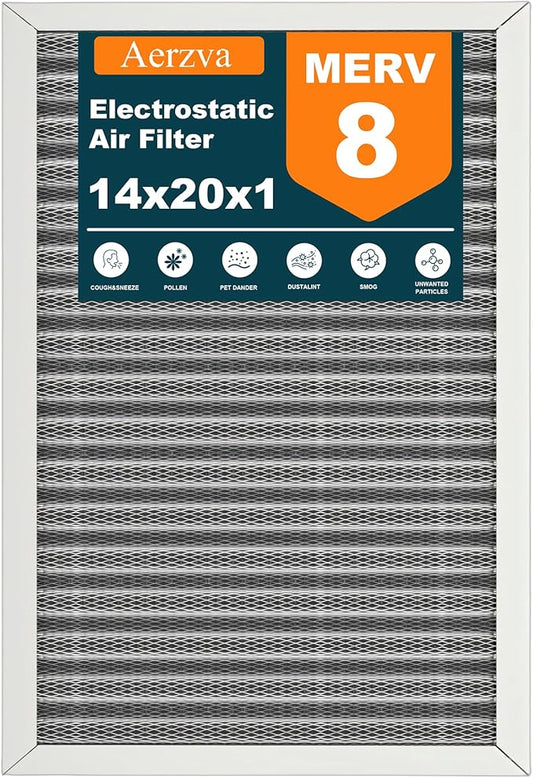14x20x1 Reusable Air Filter, Washable, MERV 8, Permanent Electrostatic Air Filter, Lasts a Lifetime, Breathe Safely at Home or in the Office