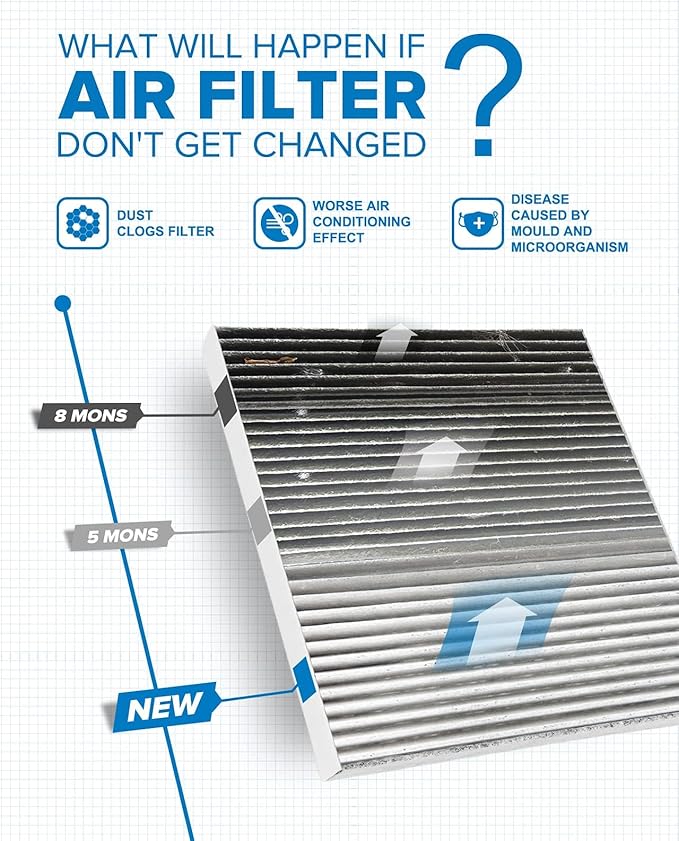 PHILTOP Cabin Air Filter ACF068, Replacement for Model3 2020 2019 2018 2017, Premium Cabin Filter with Activated Carbon Filter Up Dust Pollen Odor