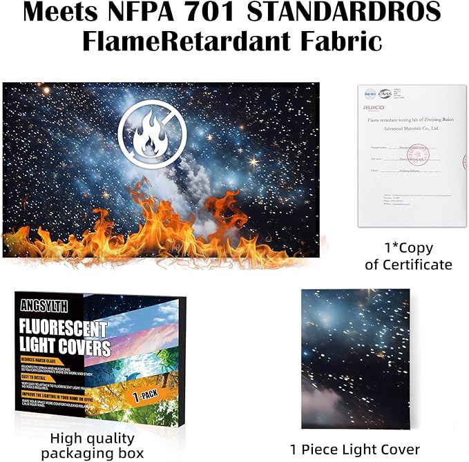 Fluorescent Light Covers - Classroom Covers for Ceiling Lights, 1 PCS 4 x 2 Feet Magnetic Light Filters, Classroom, Office Decor (Galaxy)