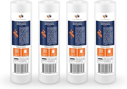 Aquaboon 5 Micron 10 x 2.5 Sediment Filter - Whole House Water Filter Replacement Compatible with Well Water Filters - P5, AP110, WHKF-GD05, 4 Pack