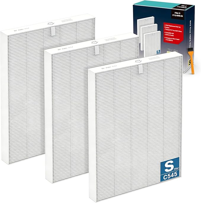 3 Pack C545 Replacement Filter Compatible with Winix C545 Air Purifier, True HEPA High Efficiency, Replaces Filter S 1712-0096-00 and 2522-0058-00, HEPA Filter Only