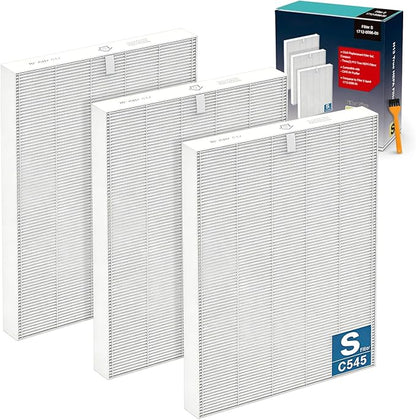 3 Pack C545 Replacement Filter Compatible with Winix C545 Air Purifier, True HEPA High Efficiency, Replaces Filter S 1712-0096-00 and 2522-0058-00, HEPA Filter Only