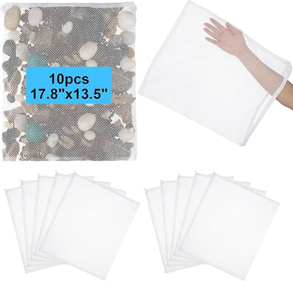 Abbylike 10pcs Large Filter Media Bags with Plastic Zipper 17.8" x 13.5" Reusable Fish Tank Filter Bags - Aquarium Mesh for Activated Carbon, Bio Balls, Ceramic Rings