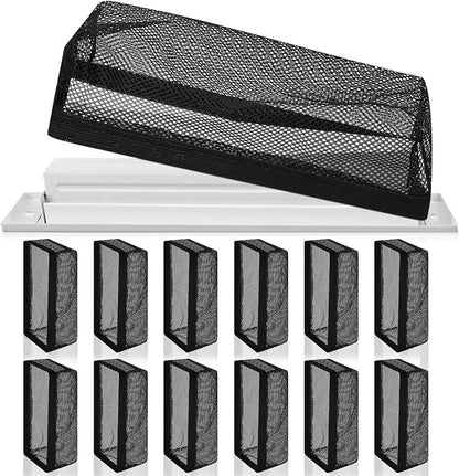 Zonon 12 Pcs 6 x 12 Inch Floor Register Cover Trap Vent Screen for Home Vent Mesh Elastic Band Filter Floor Register Trap Keeps Pet Hair,Food Out(Black)