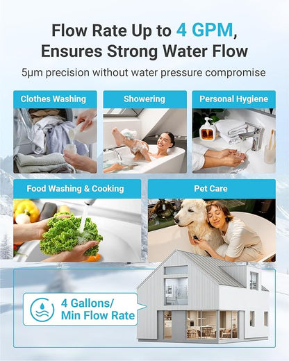 AQUA CREST AP110 5 Micron 10"x2.5" String Wound Whole House Water Filter Replacement for 3M® Aqua-Pure AP110, Culligan® P5, APEC, GE FXUSC, Whirlpool®, Any 10" x 2.5" Home Water Filter, Pack of 6