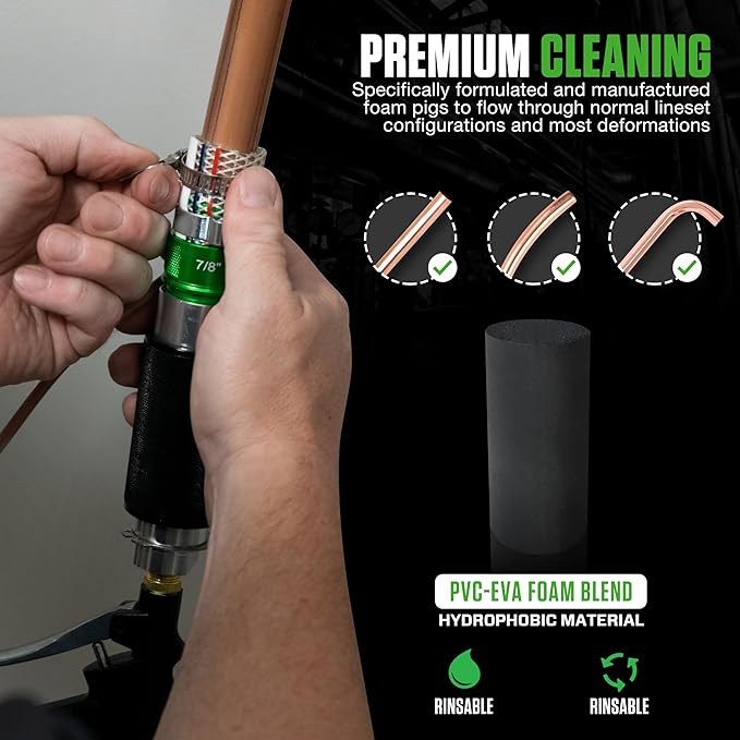 hilmor HLC007 HVAC Lineset Cleaner - Pressurized Foam Puck System to Remove Contaminants & Residue - Refrigerant Line Set Cleaning Kit - A2L Compatible