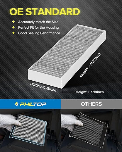 PHILTOP Cabin Air Filter w/Activated Carbon, Compatible with CF8603A Honda Accord 1998-2002, Acura TL 1999-2003, Acura CL 2001-2003, Premium Activated Carbon Filter Up Dust Pollen Odor, Pack of 2