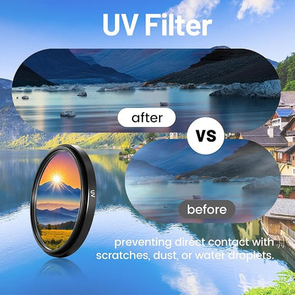 3 Piece UV-CPL-FLD Camera Filters Set, 72mm Multi-Coated Universal Lens Filter Kit UV Blocking + Circular Polarizing + FLD Fluorescent Filter with Protective Storage Case