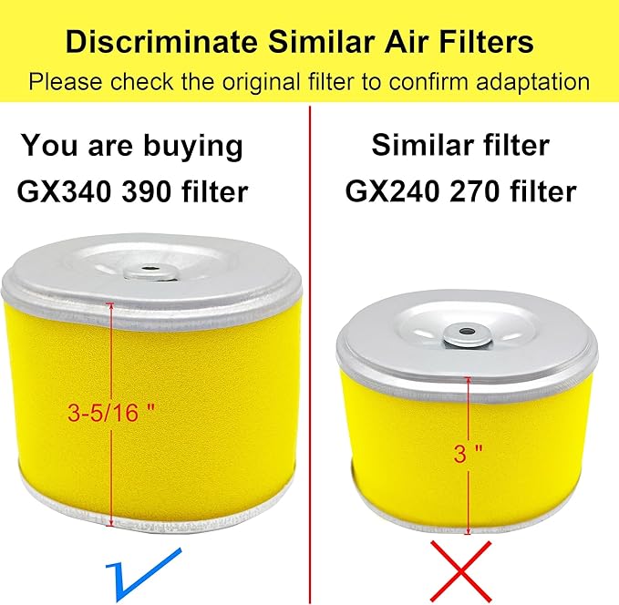 AFZE30 Air Filter Compatible with Honda GX340 GX 390 11HP 13HP Engine 17210-ZE3-505 17210-ZE3-010 Air Cleaner Lawn Mower with Spark Plug