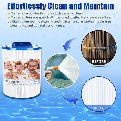 2 Pack SPA Filter Cartridge 6CH-502 Compatible with Artesian Spas 50, 06-0006-12, 06-0005-12, Filbur FC-0311, Pleatco PAS50SV-F2M, Certified with NSF50 for Material Safety, Hot Tub Filters