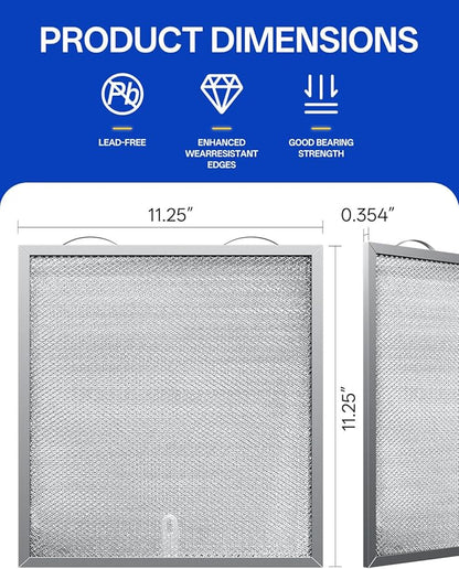 WA6500 QT20000 BPQTF B-roan Stove Hood Vent Filter 11.25"x11.25"x0.38" Aluminum Mesh Charcoal Combo Grease & Carbon Freshens Kitchen Air