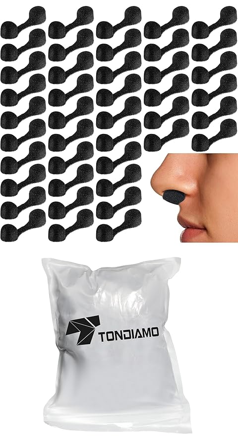 Tondiamo 100 Pieces Nose Plug Filter Disposable Nose Filter Sponge for Women Men Sunless Spray Tanning Outdoor Dust Construction Areas(Black)