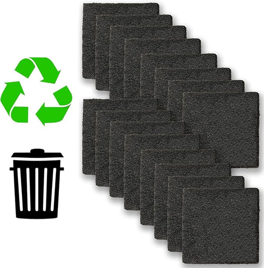 16 Pack Activated Carbon Filter with 2 Pack Recycle+Trash Sticker Fits EKO Trash Can with Built-in Compartment, Also Fits SIMPLI-Magic Garbage Bins, for Trash Can and Compost Bin