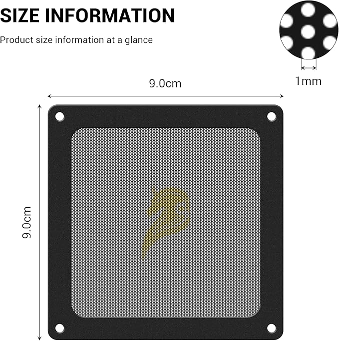 Dust Filter PC 90mm for Computer Cooler/PSU/Routers PVC 50 Mesh, Magnetic Frame PC Fan Dust Mesh Cooler Filter Dustproof Computer Fan Grills (PVC, Gentleman, 90 * 90mm, 5pcs, Black)