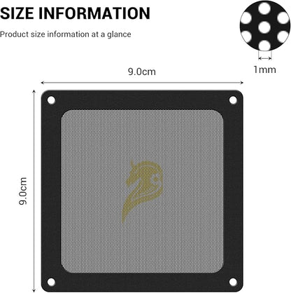 Dust Filter PC 90mm for Computer Cooler/PSU/Routers PVC 50 Mesh, Magnetic Frame PC Fan Dust Mesh Cooler Filter Dustproof Computer Fan Grills (PVC, Gentleman, 90 * 90mm, 5pcs, Black)