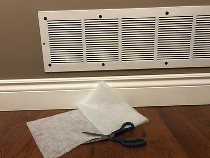 Air Vent Filters Kit, 120"X 10" Cut to Fit Vent Filters for Home and Business. Electrostatically Charged Air Filter Material & 1/2 Adhesive Coins Engineered for use in HVAC, AC & Heating.