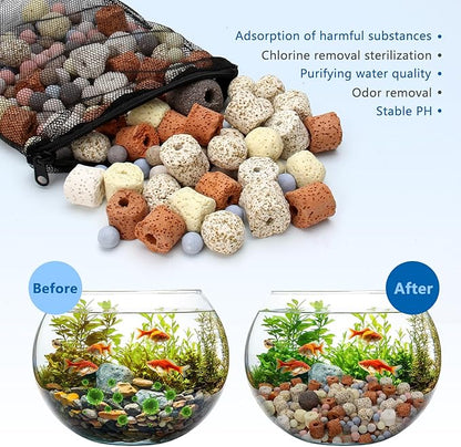 Bio Aquarium Filter Media, Bio Ceramic Ring Balls Media Set for Aquarium Filter, Pond and Fish Tank (500g, 1.1lb)