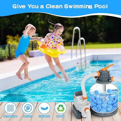 Askyli 2.9 lbs Pool Filter Balls for Sand Filter, Reusable Pool Sand Filter Balls, Efficient Pool Filter Sand, Suitable for All Sand Filter System (Equals 100lbs Pool Filter Sand) - Light Blue