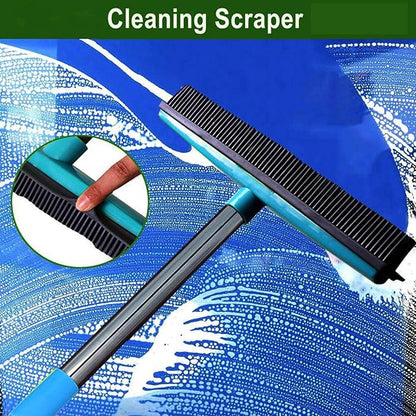 Multifunctional Broom, Telescopic Carpet Rake Rubber Pp 12.6in Brush Easy Wash Floor Carpet Broom for Pet Hair Dust Removal Tile Window Cleaner (Blue)