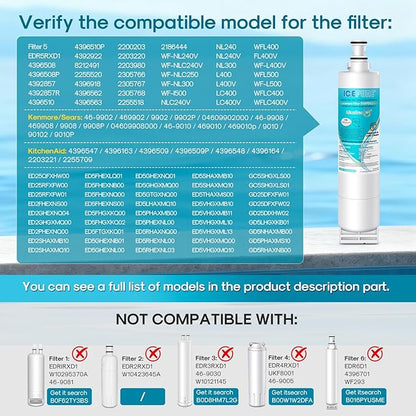 ICEPURE Alkaline 4396508 Refrigerator Water Filter Replacement for EDR5RXD1, EveryDrop Filter 5, Whirlpool 4396510, 4392857, 4396547, 9085, NL300, LC400V, PNL240V, WF-NLC240V WF285, Enhances PH, 3Pack
