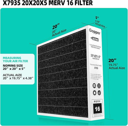 X7935 20x20x5 Air Filter MERV 16, Replacement Media for HCC14-23 HCF14-16 len-nox Air Filters, honey-well Models FC100A1011 and FC200E1011