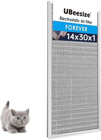 UBeesize 14x30x1 Reusable Electrostatic Air Filter HVAC AC Furnace Filter,MERV 8,Washable, Lasts a Lifetime,Permanent Air Filter,Breathe Fresher,Home And Office(Actual Size:13.5x29.65x0.82 Inch)