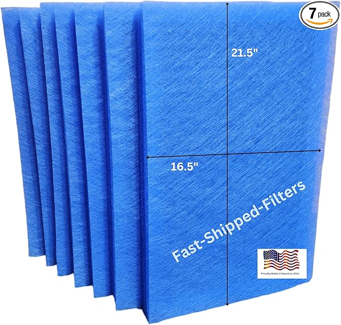 Fast-Shipped-Filters 7 Pack Replacement Filter Pads Compatible with MicroPower Guard One Hour Air Cleaner Refill Blue (7, Blue, 18x24)