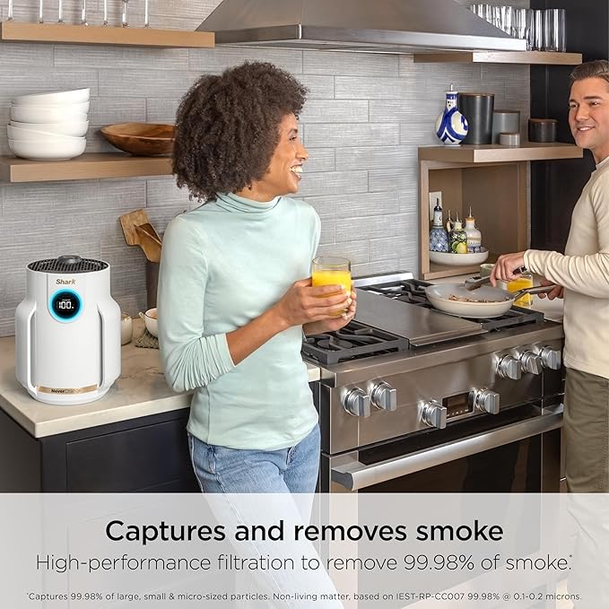 Shark Air Purifier for Home, NeverChange Compact Pro, for Bedroom, Nursery, Home Office, Dorm, HEPA-Exceeding Filter, Captures Pollutants, Pet Dander, Dust, Odor, Smoke, and More, HP072GN, Honeydew