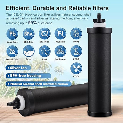 Alkaline Carbon Rods (2 Pack) for Gravity Water Filters – Raises pH up to 9.2, Replacement for Berkey® BB9-2® Black Filters, Berkey® Gravity System & More, NSF/ANSI 42 Certified