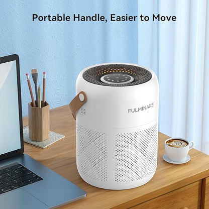 FULMINARE Air Purifiers for Home Bedroom H13 True HEPA Air Purifier, 3 Speeds, Timer, Quiet Air Cleaner With Night Light, Portable Small Desk Air Purifier for Smoke, Kitchen, Office, White