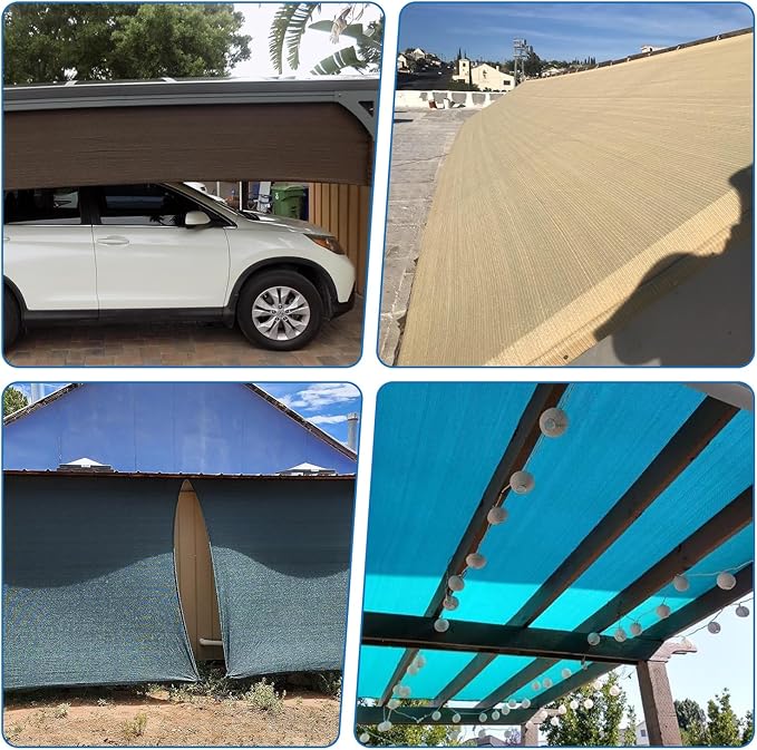 TANG Sun Shade Fabric Roll 8'x11' Shade Cloth for Garden Dark Green HDPE Mesh Shading Pergola Cover Replacement Canopy, 95% Blockage Sunshades for Outdoor Patio Backyard Plant