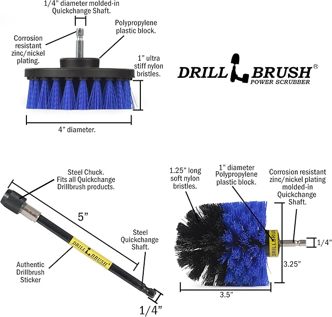 Marine - Kayak - Raft - Canoe - Inflatable - Boat Accessories - Hull Cleaner - Cleaning Supplies - Drill Brush - Spin Brush Kit - Pond Scum, Oily Residue, Weeds, Barnacles, Oxidation