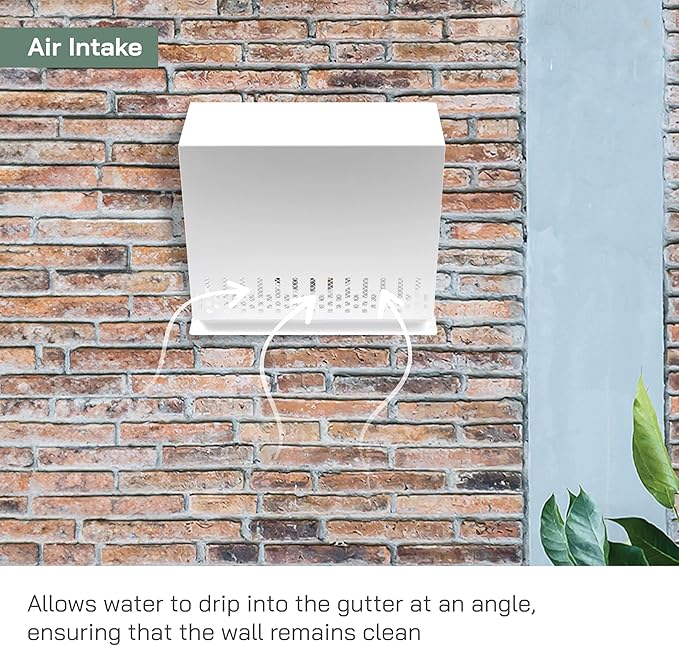 Vent Systems 8" Inch Air Supply Vent Cover with Rubber Gasket - White Galvanized Steel - Robust and Weatherproof Outdoor Air Intake Box - Duct or Surface Mounting - Rain and Snow Protection