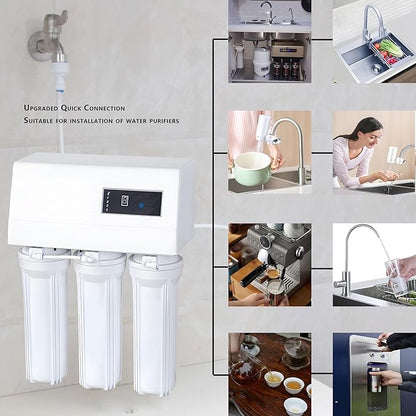 5 Pack 1/4 Inch Quick Connect Fittings - Combo of 90 Degree Elbow & Straight Push-In Adapters, Compatible with Reverse Osmosis (RO) Systems, Water Filter Purifiers, Under Sink Plumbing