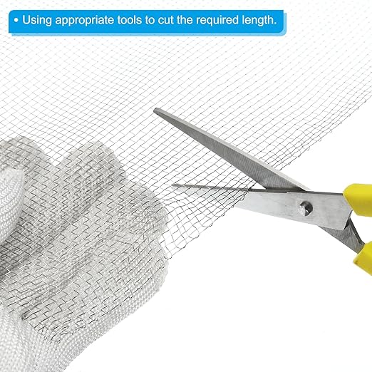 PATIKIL 40" L x 10" W Woven Wire Mesh, 10 Mesh 304 Stainless Steel Air Vent Filter Screen with Gloves for Window Security Vent Cover Filtration Animals Fence