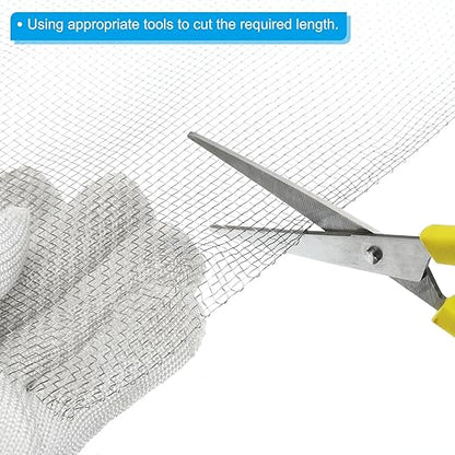 PATIKIL 40" L x 10" W Woven Wire Mesh, 10 Mesh 304 Stainless Steel Air Vent Filter Screen with Gloves for Window Security Vent Cover Filtration Animals Fence