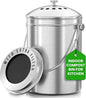 Utopia Kitchen Indoor Compost Bin Kitchen, Odorless Composting with Charcoal Filter, 1.3 Gallon Stainless Steel Large Composter for Countertop & Under Sink, Easy Cleaning, One Extra Filter - (Silver)