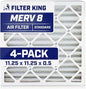 Filter King 11.25x11.25x0.5 Air Filter | 4-PACK | MERV 8 HVAC Pleated A/C Furnace Filters | MADE IN USA | Actual Size: 11.25 x 11.25 x 0.5"