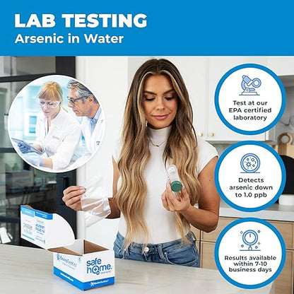 Safe Home® Arsenic in Drinking Water Test Kit – in-Lab Water Analysis by EPA-Certified Laboratory – Detects Dissolved & Solid Arsenic (Total) – Tap, Well, or Groundwater – Made in USA