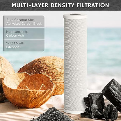 Airthereal Whole House Water Filter Housing, Sediment Filters for Well and City Water, 20"x4.5" Sediment Whole House Water Filter Cartridges with 1" NPT Port and Include 1-Pack CTO Filter